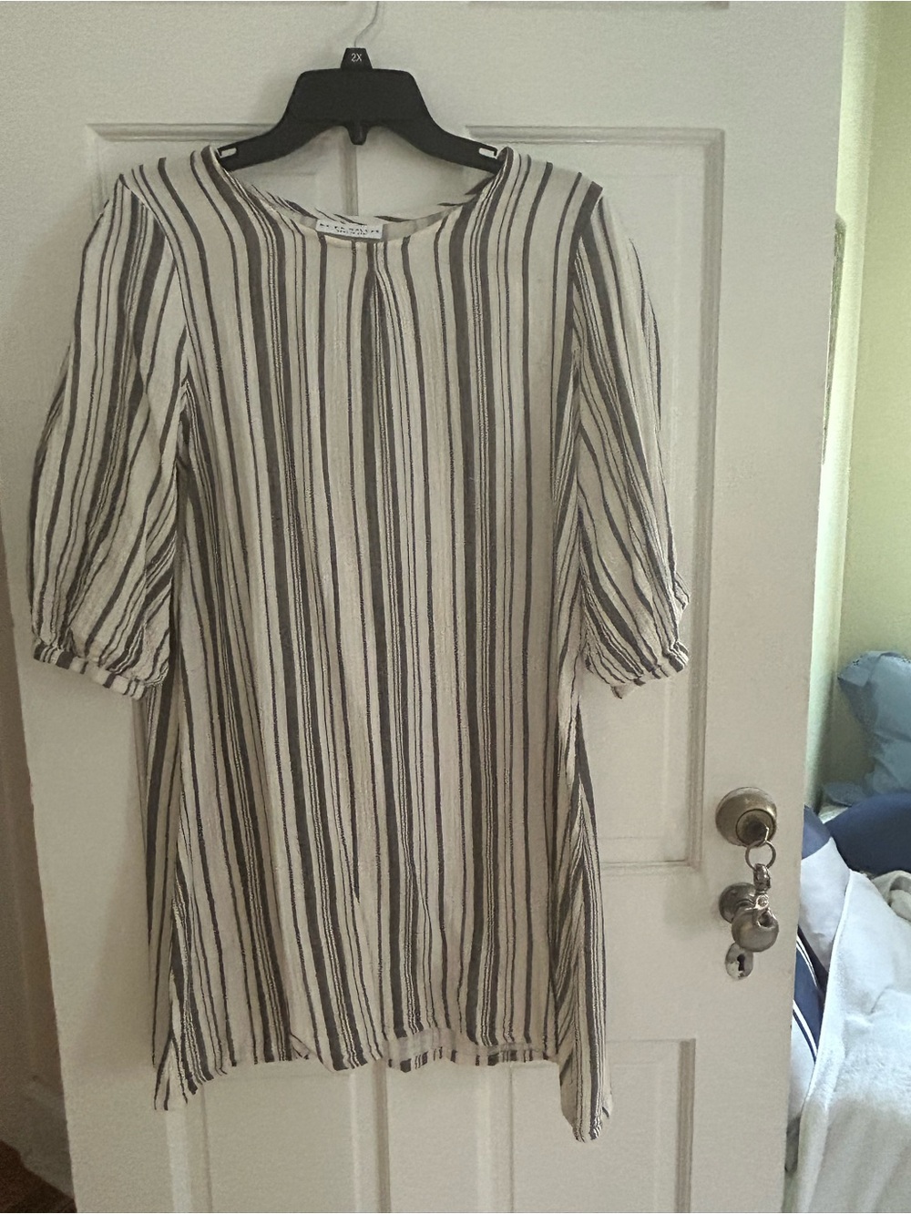 bryn Walker Cream and Black Striped Midi Dress. Size Xxs but fits 8 or 10